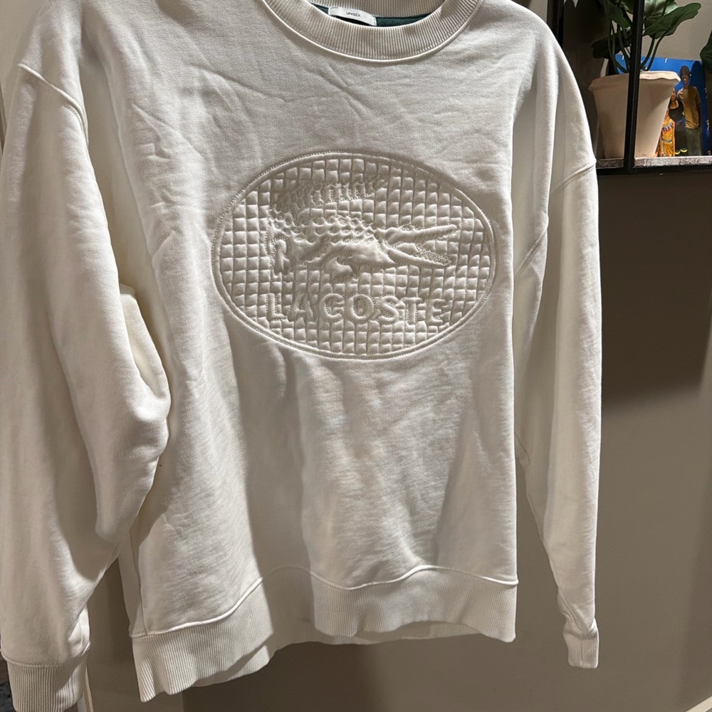 Lacoste Love Crewneck Sweatshirt in Off-White